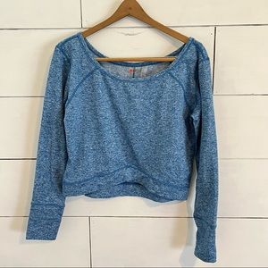 Zella Wide Neck Long Sleeve Fleeced Lined Crop Top. Size Medium.